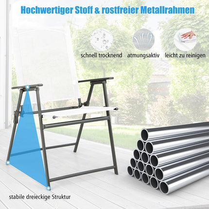 Set de 4 scaune pliabile de exterior, rezistente la intemperii, albe