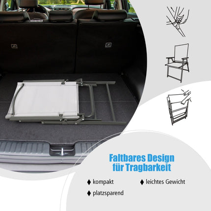 Set de 4 scaune pliabile de exterior, rezistente la intemperii, albe