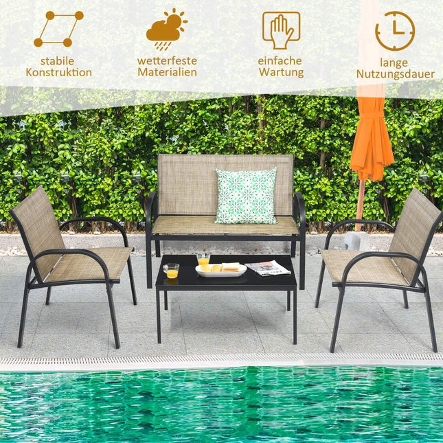 Set de mobilier de exterior din 4 piese cu canapea, scaune și masă