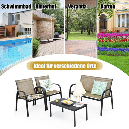 Set de mobilier de exterior din 4 piese cu canapea, scaune și masă