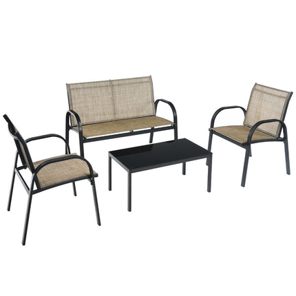 Set de mobilier de exterior din 4 piese cu canapea, scaune și masă