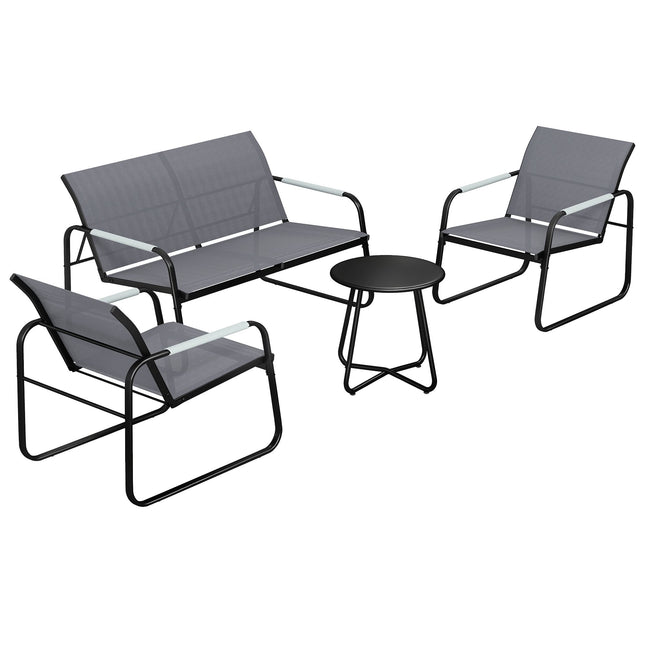 Set de mobilier de terasă cu 4 piese, oțel galvanizat, material textil cu uscare rapidă
