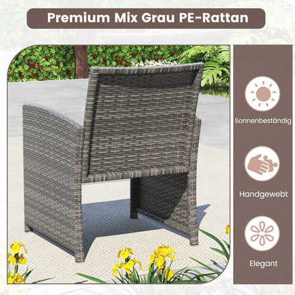 Set de mobilier de terasă cu 4 piese, scaune și masă din ratan