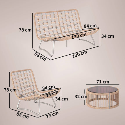 Set de 4 scaune de grădină din poliratan cu perne