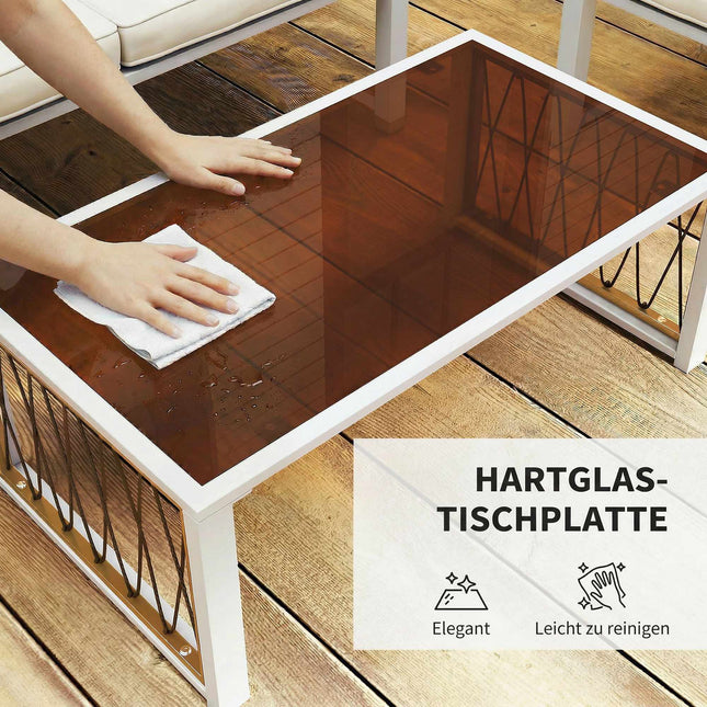 Set de canapele de exterior din ratan, format din 4 piese, cu perne