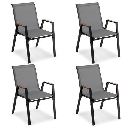 Scaune de grădină suprapuse, format din 4 piese, material textil Teslin respirabil