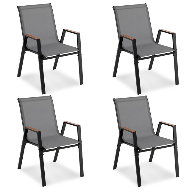 Scaune de grădină suprapuse, format din 4 piese, material textil Teslin respirabil