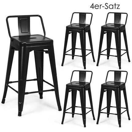 Scaune de bar metalice suprapuse, format din 4 piese, înălțimea șezutului 62 cm