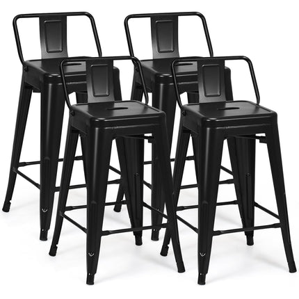 Scaune de bar metalice suprapuse, format din 4 piese, înălțimea șezutului 62 cm