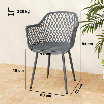 Set de 4 scaune de grădină din plastic gri închis, rezistente la UV