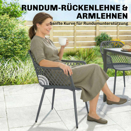 Set de 4 scaune de grădină din plastic gri închis, rezistente la UV