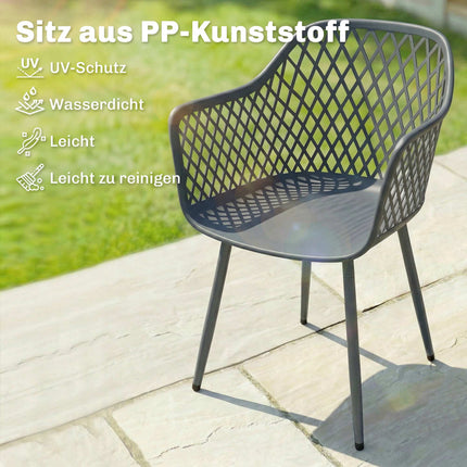 Set de 4 scaune de grădină din plastic gri închis, rezistente la UV
