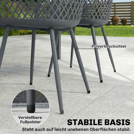 Set de 4 scaune de grădină din plastic gri închis, rezistente la UV