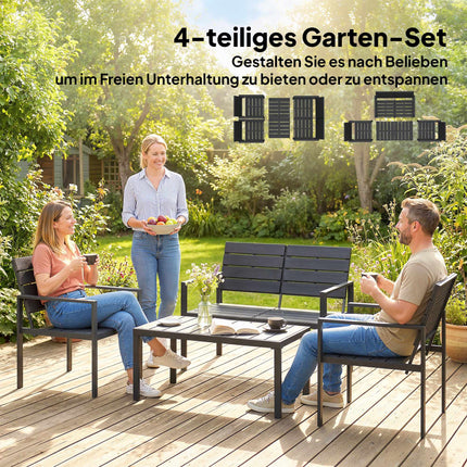 Set de mobilier de terasă HDPE rezistent la intemperii, format din 4 piese