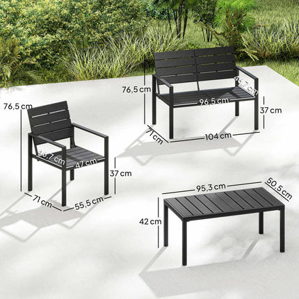 Set de mobilier de terasă HDPE rezistent la intemperii, format din 4 piese