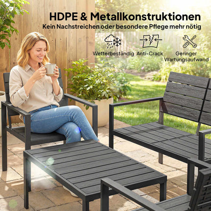 Set de mobilier de terasă HDPE rezistent la intemperii, format din 4 piese