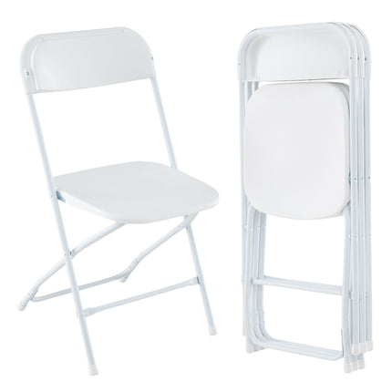 Set de 4 scaune pliabile albe, cadru metalic, șezut din PP