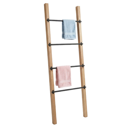 Scară pentru prosoape cu 4 trepte, pin și oțel, natural/negru