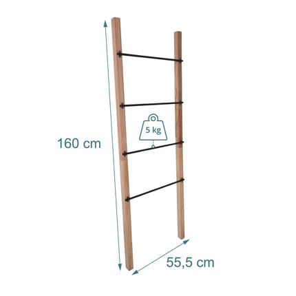 Scară pentru prosoape cu 4 trepte, pin și oțel, natural/negru
