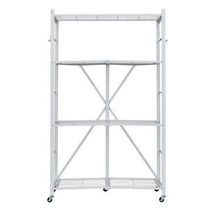 4-Tier Folding Metal Shelving Unit With Wheels, 36x21x60