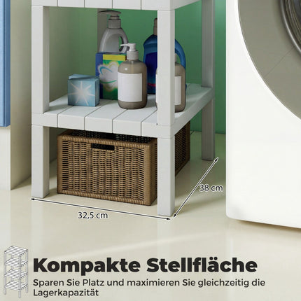 Raft de depozitare din plastic cu 4 niveluri, alb, 38x32,5x99 cm