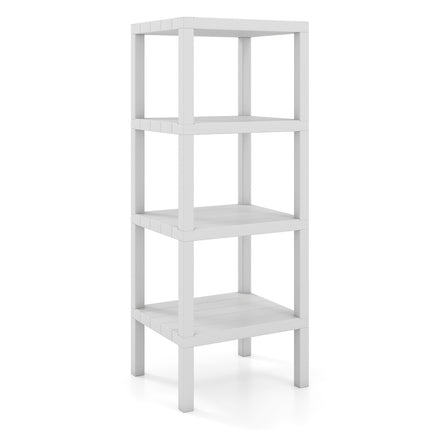 Raft de depozitare din plastic cu 4 niveluri, alb, 38x32,5x99 cm
