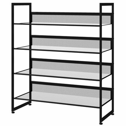 4-Tier Shoe Rack with Mesh Shelves for Up to 12 Pairs, Black, 72 x 30 x 82.7 cm