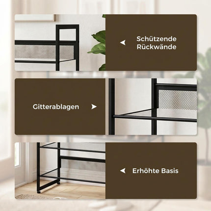 4-Tier Shoe Rack with Mesh Shelves for Up to 12 Pairs, Black, 72 x 30 x 82.7 cm