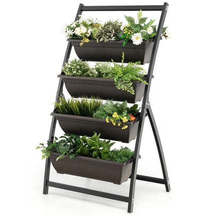 Jardinieră verticală cu 4 niveluri, cu cutii detașabile și drenaj