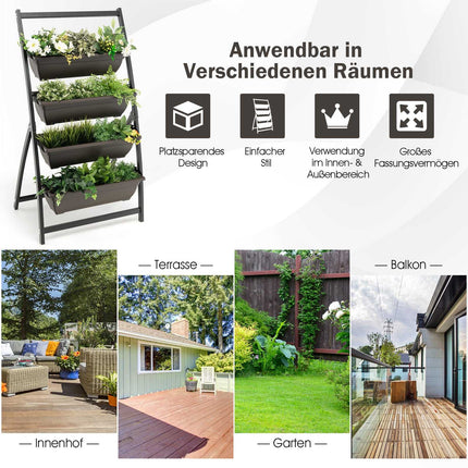 Jardinieră verticală cu 4 niveluri, cu cutii detașabile și drenaj