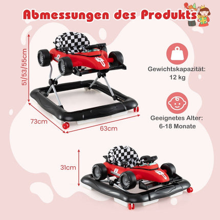 Trombător pentru copii reglabil 4 în 1 - Design roșu pentru mașină