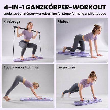 Set de placă Pilates pliabilă 4 în 1 cu benzi de rezistență