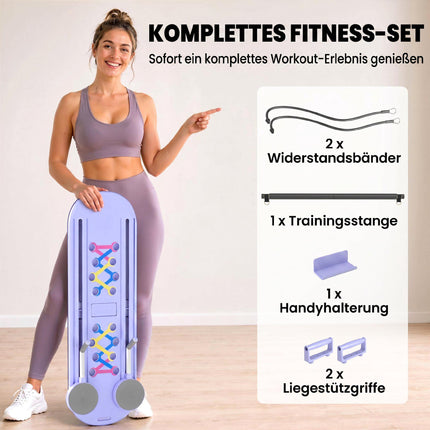 Set de placă Pilates pliabilă 4 în 1 cu benzi de rezistență