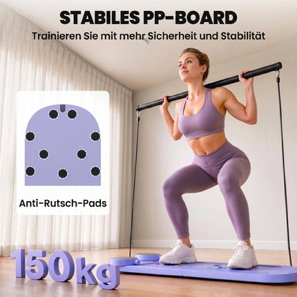 Set de placă Pilates pliabilă 4 în 1 cu benzi de rezistență
