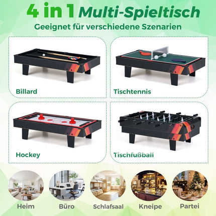 Masă de joc 4 în 1: Foosball, Biliard, Tenis, Hochei