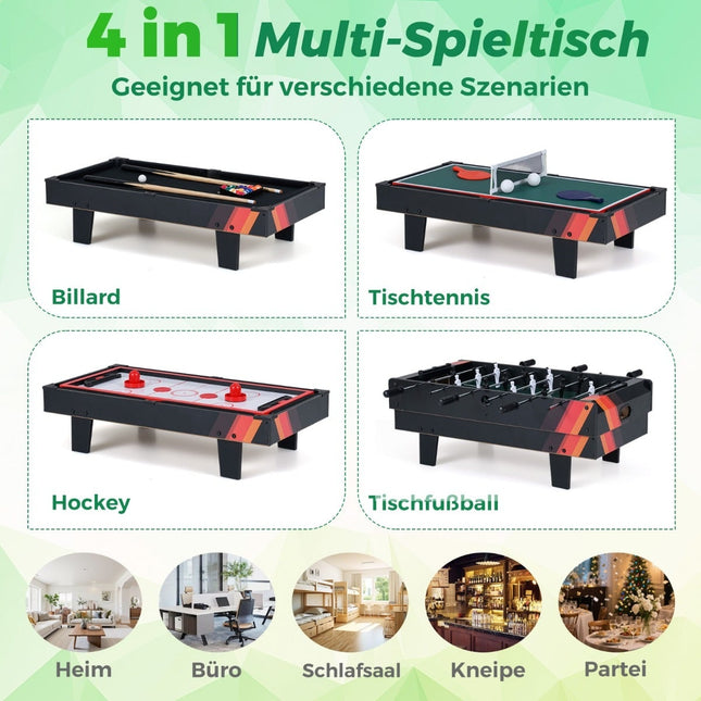 Masă de joc 4 în 1: Foosball, Biliard, Tenis, Hochei