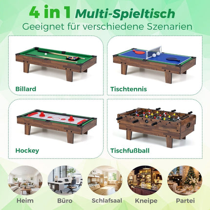 Masă de joc 4 în 1: Foosball, Biliard, Air Hockey, Ping Pong