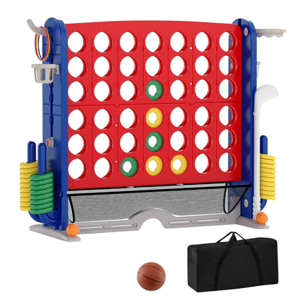 Set de joc Giant Connect 4 în 1 cu baschet, aruncare inele, golf