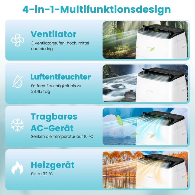 4-in-1 Portable Air Conditioner 14000 BTU Heating & Cooling & Fan & Dehumidification (4.1KW-14000-40m²)