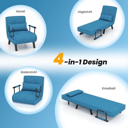 Canapea extensibila 4 in 1 cu spatar reglabil pe 5 niveluri albastru