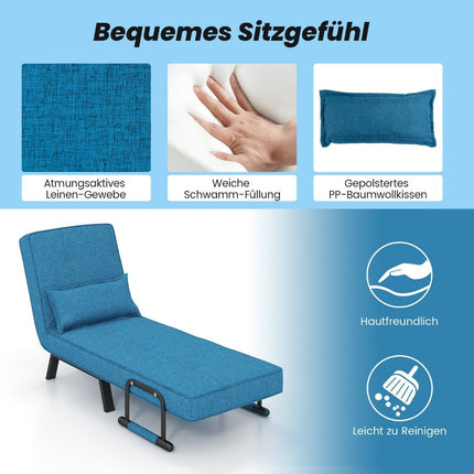 Canapea extensibila 4 in 1 cu spatar reglabil pe 5 niveluri albastru