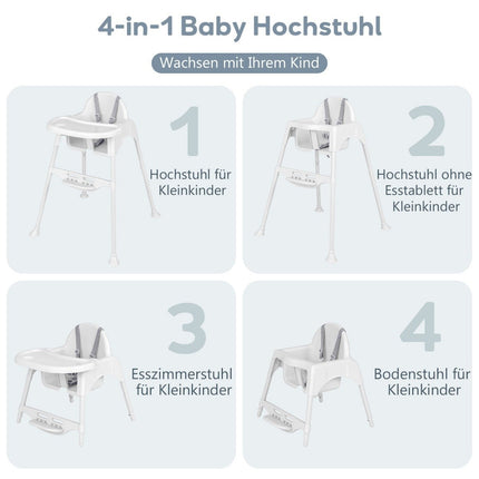 Scaun inalt 4 in 1 scaun inalt pentru bebelusi cu tava detasabila scaun inalt pentru bebelusi alb
