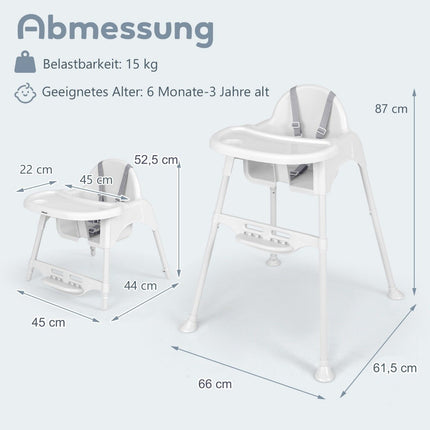 Scaun inalt 4 in 1 scaun inalt pentru bebelusi cu tava detasabila scaun inalt pentru bebelusi alb