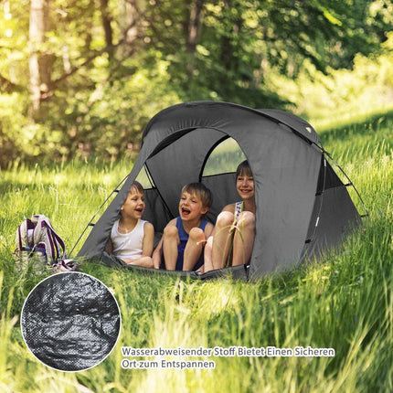 Set cort de drumetie 4 in 1 pentru 2 persoane cu husa si saltea 194 x 146 x 160 cm gri