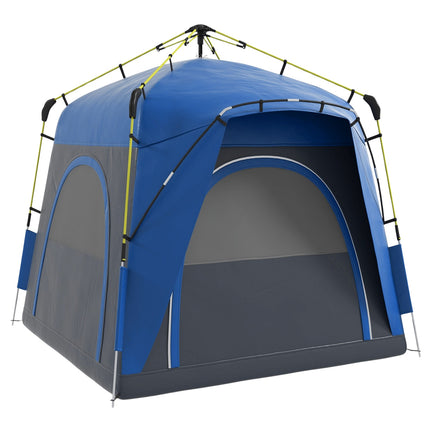Cort dom pentru 4 persoane, ușor, stabil, rezistent la apă, UV 50+, cort de camping pop-up cu cârlig, ușă, fereastră, foișor, cort de familie cu coloană de apă de 1000 mm, cort pentru camping, călătorie, trekking, grădină
