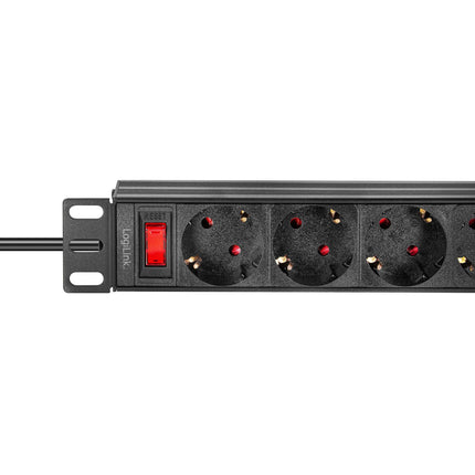 4-way branch socket with switch for 10" rack U1 Black