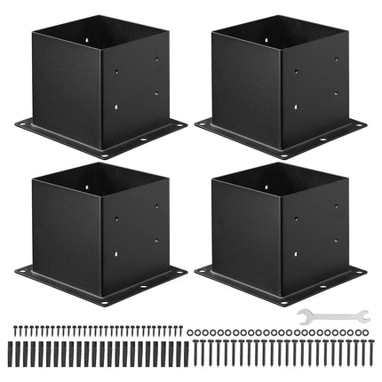 4x4 Post Base Brackets, 4-Pack, Carbon Steel, Black