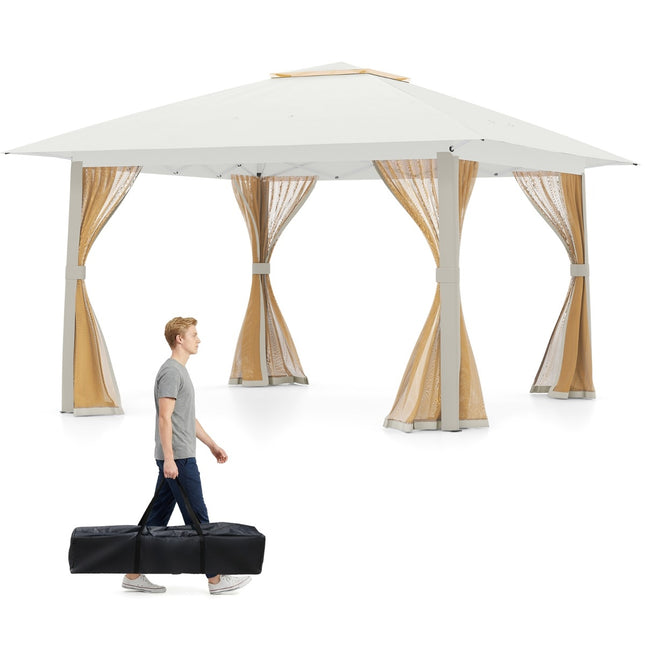 Pavilion pliabil 4x4m cu plasă de țânțari și acoperiș dublu