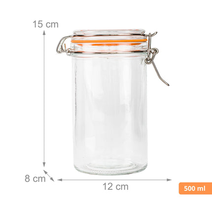 Borcane de sticlă pentru conservare de 500 ml cu capac, set de 6