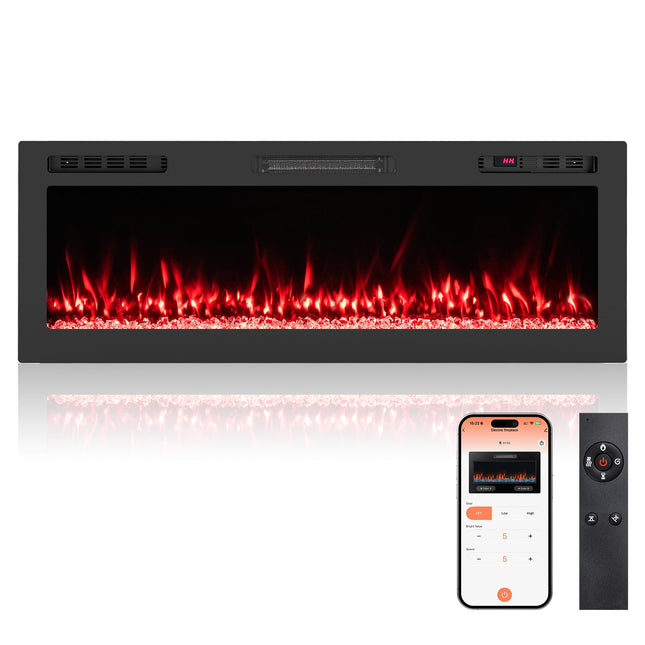 Șemineu electric de 50", 750W/1500W, control WiFi